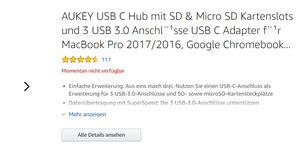 Nicht verfügbare Aukey-Produkte bei Amazon (Bild: Screenshot ibusiness/Amazon)